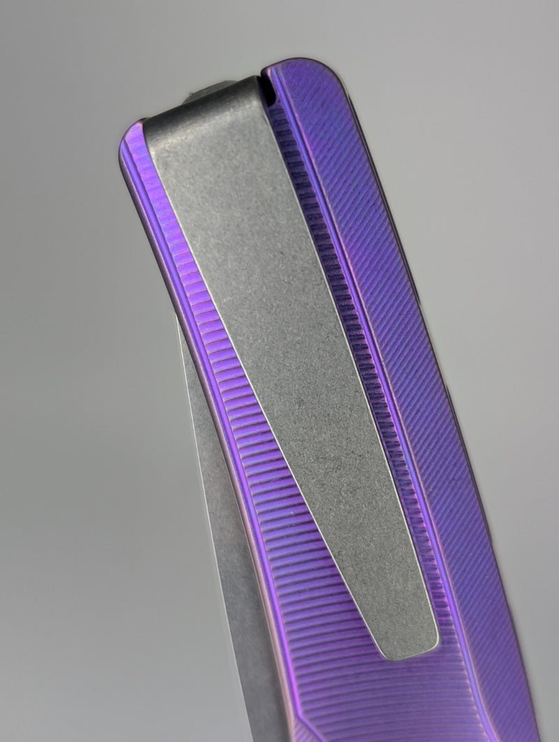 MachineWise Sonora Purple Epicenter Titanium (S90V | Titanium Bolster) Button Lock Folding Knife #1983 *BLEM*
