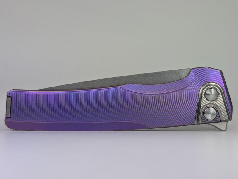 MachineWise Sonora Purple Epicenter Titanium (S90V | Titanium Bolster) Button Lock Folding Knife #1983 *BLEM*