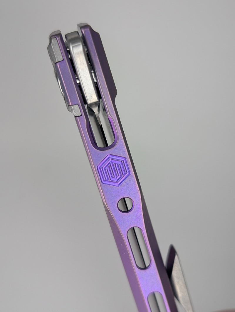 MachineWise Sonora Purple Epicenter Titanium (S90V | Titanium Bolster) Button Lock Folding Knife #1983 *BLEM*
