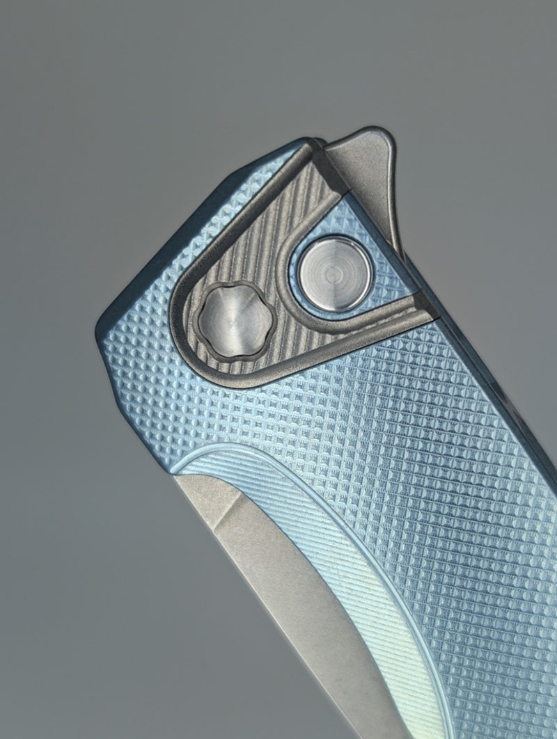 MachineWise Sonora Blue Bronze Fade ( Ti Bolster | Diamond Handle) Buttonlock Folding Knife #1460