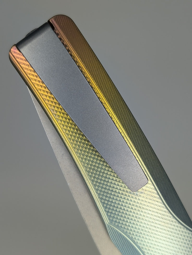 MachineWise Sonora Blue Bronze Fade ( Ti Bolster | Diamond Handle) Buttonlock Folding Knife #1460