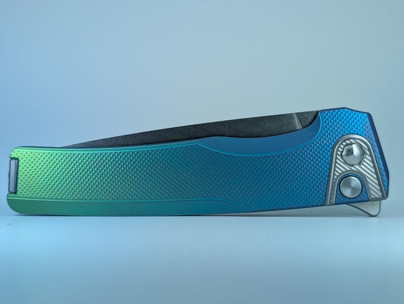 MachineWise Sonora Blue Green w/ Ti Bolster Buttonlock Folding Knife #578 *BLEM*