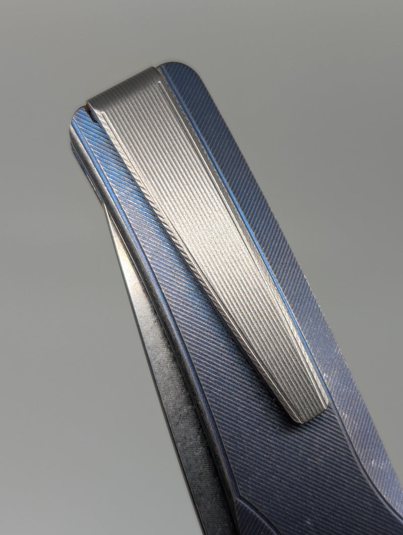 *Consignment* MachineWise Sonora Blue Distress Titanium Button Lock Integral Folding Knife