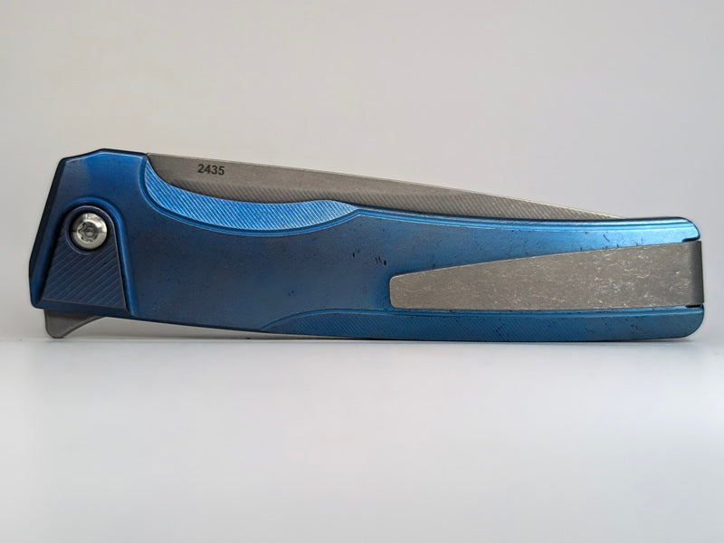 MachineWise Sonora Blue Ti (S90V S-Grind | Ti Bolster | Smooth Handle) Framelock Folding Knife #2435