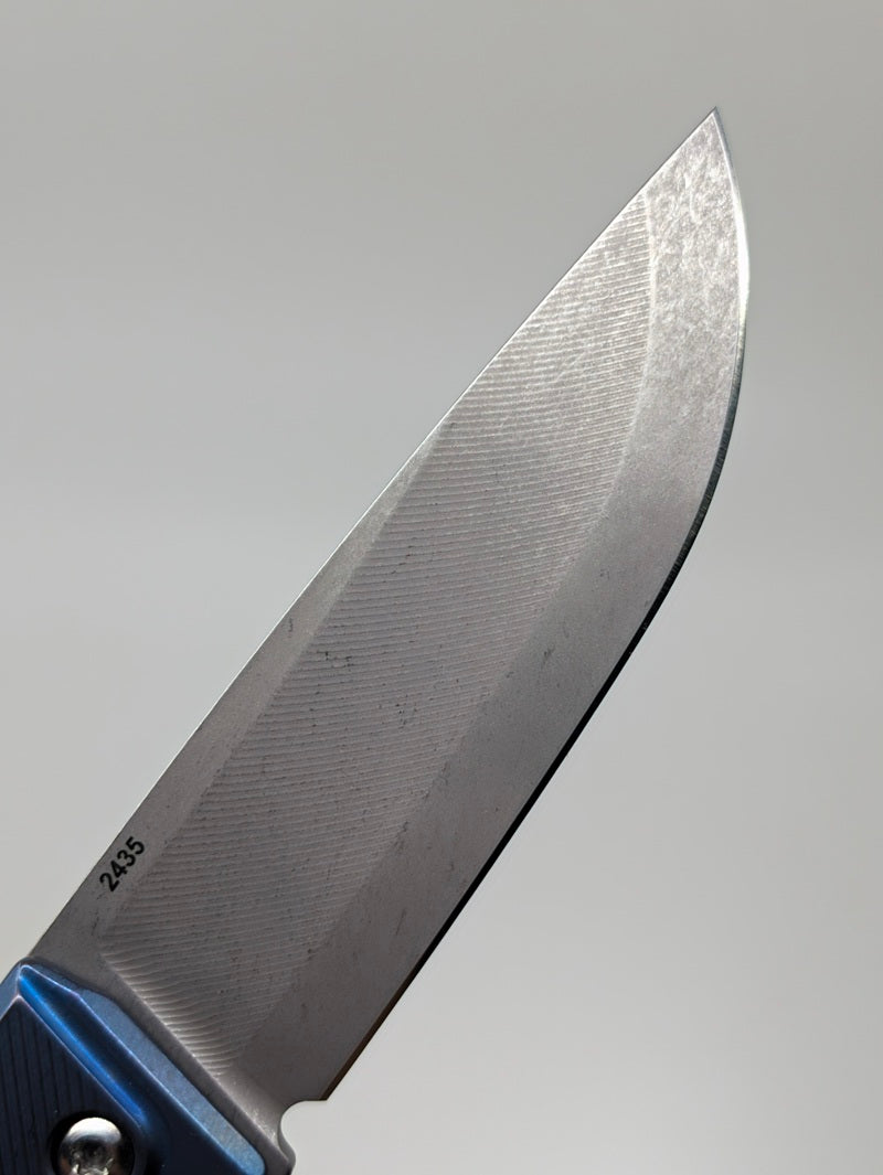 MachineWise Sonora Blue Ti (S90V S-Grind | Ti Bolster | Smooth Handle) Framelock Folding Knife #2435