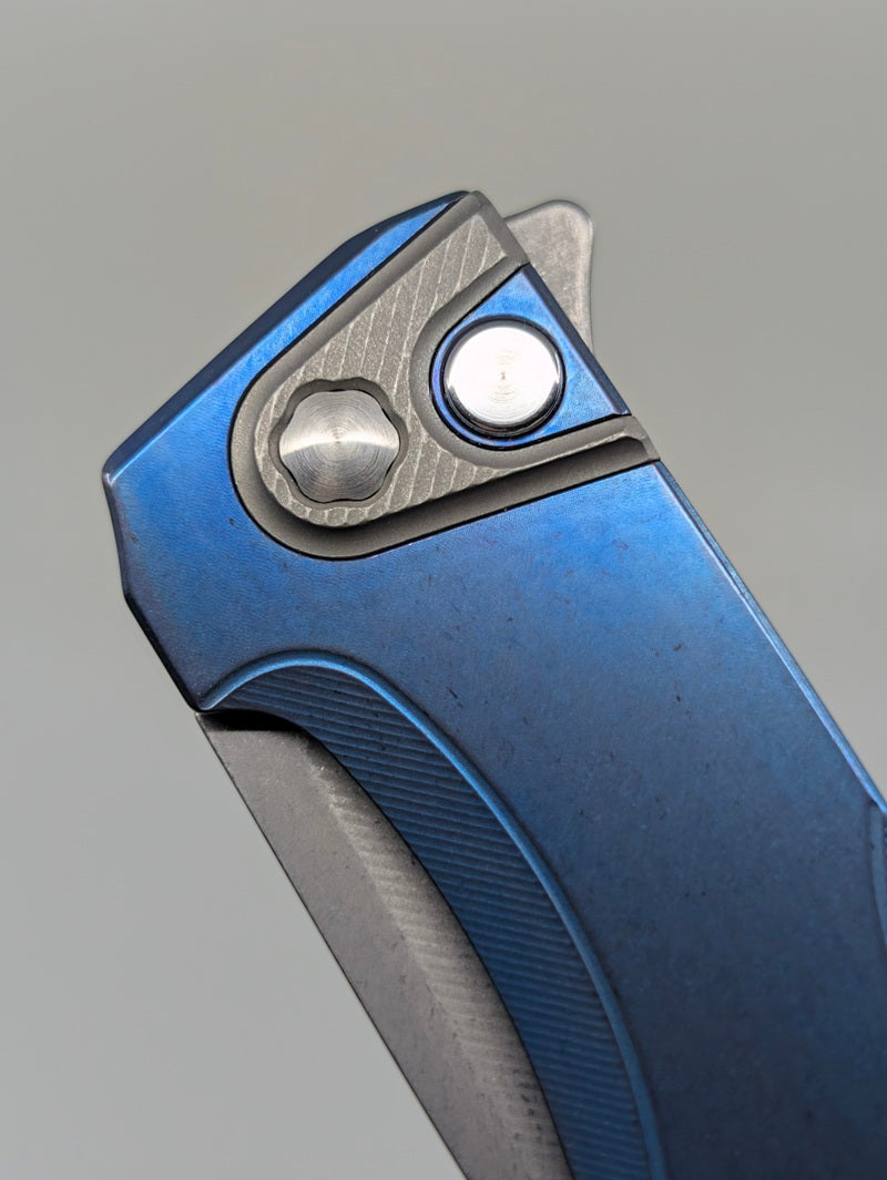 MachineWise Sonora Blue Ti (S90V S-Grind | Ti Bolster | Smooth Handle) Framelock Folding Knife #2435