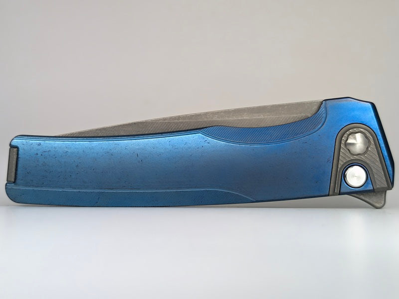 MachineWise Sonora Blue Ti (S90V S-Grind | Ti Bolster | Smooth Handle) Framelock Folding Knife #2435