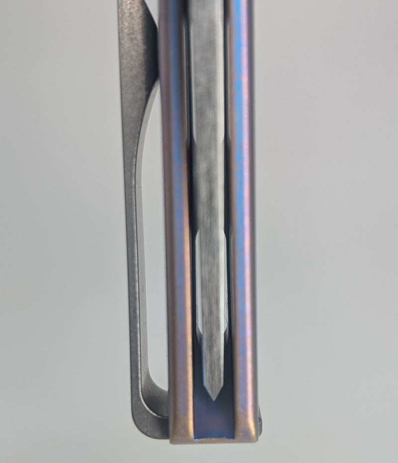 MachineWise Sonora Distressed Blurple (S90V | Ti Bolster | Smooth Handle) Button Lock Folding Knife #2013 *BLEM*