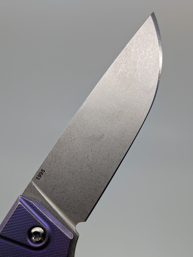 MachineWise Sonora Blurple Fade w/ Distress (S90V | Titanium Bolster) Button Lock Folding Knife #1995