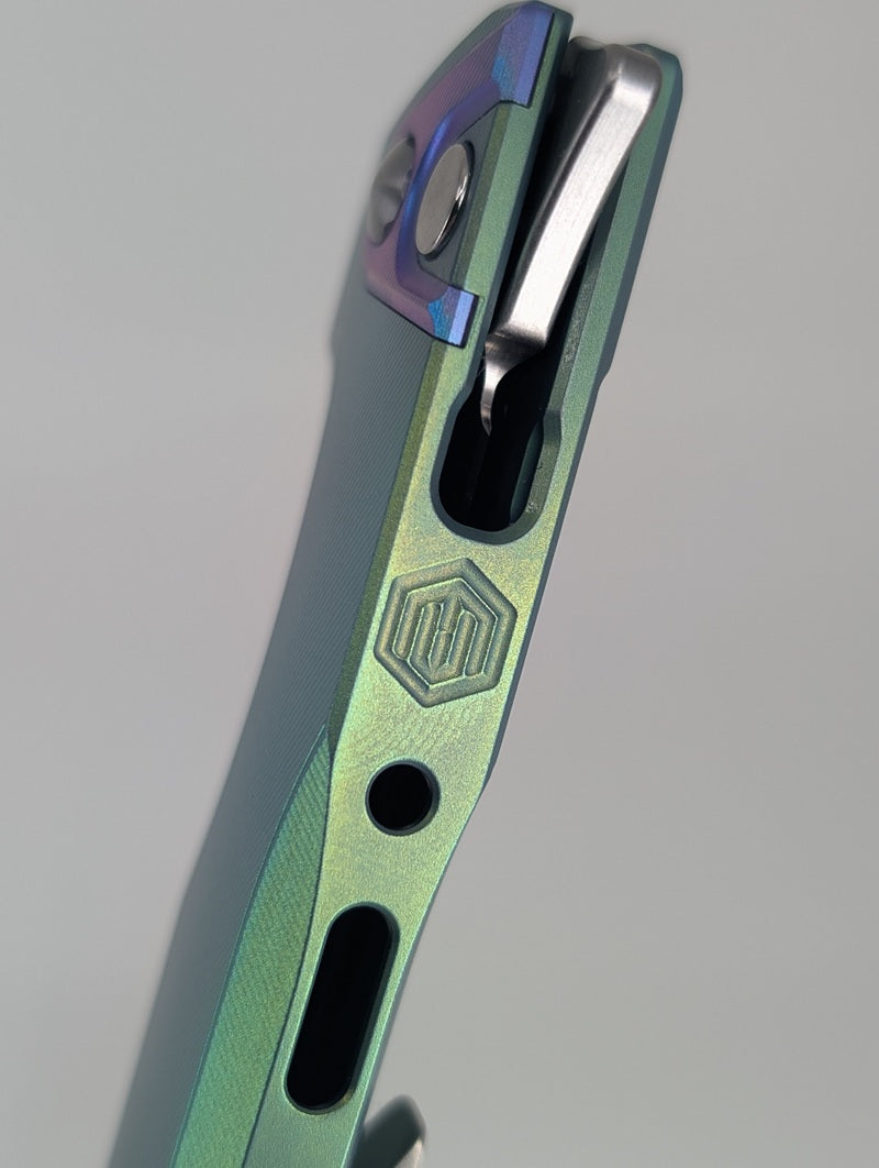 MachineWise Sonora E-Blue (S90V | Titanium Bolster | Diamond Handle) Buttonlock Folding Knife #1273 *Blem*