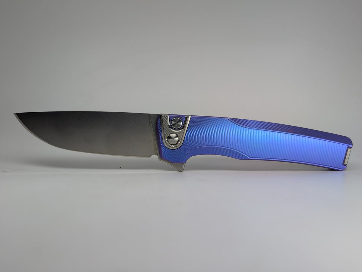 MachineWise Sonora Blurple (S90V | Ti Bolster | Epicenter Handle) Buttonlock Folding Knife #2209 *BLEM*