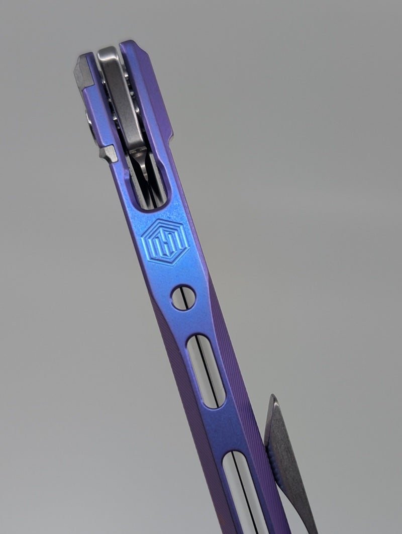 MachineWise Sonora Blurple (S90V | Ti Bolster | Epicenter Handle) Buttonlock Folding Knife #2209 *BLEM*