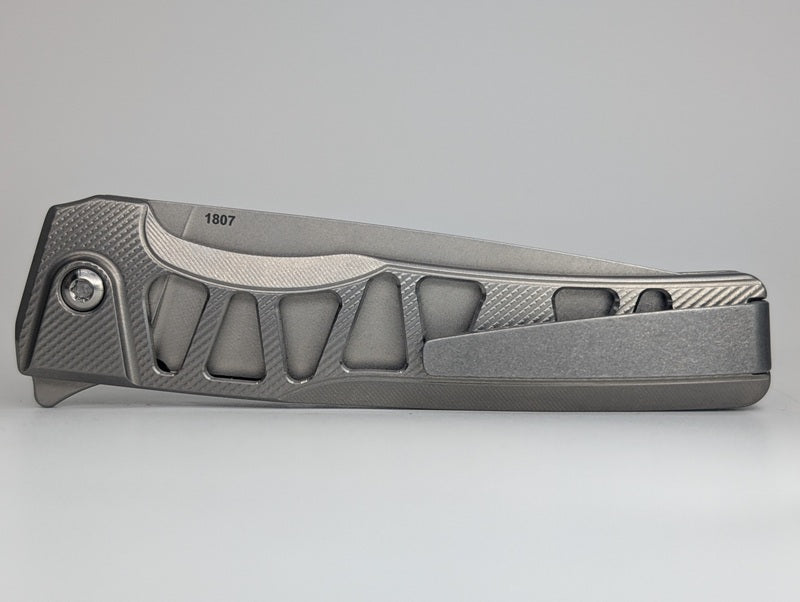 MachineWise Sonora Raw Ti ( S90V | Brass Bolster | Skeleton Experimental Integral Buttonlock Folding Knife #1807 *BLEM*