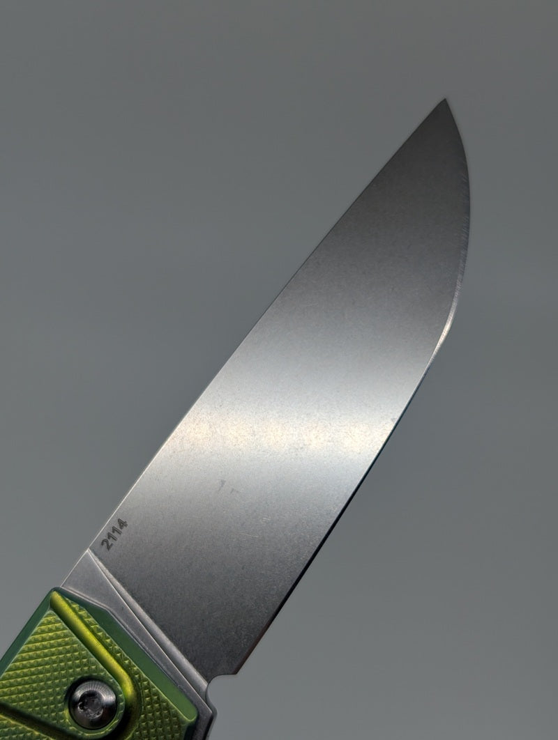 MachineWise Sonora Diamond Green Ti (S90V | Brass Bolster) Button Lock Folding Knife #2114 *Blem*