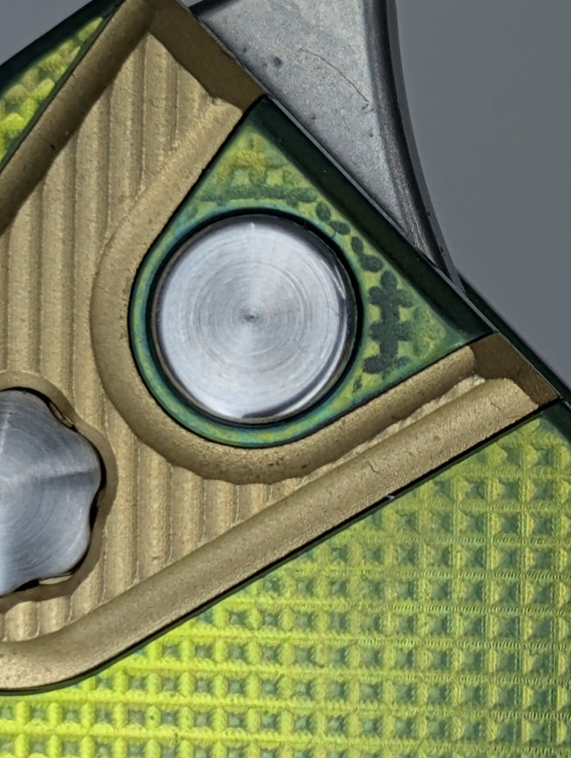 MachineWise Sonora Diamond Green Ti (S90V | Brass Bolster) Button Lock Folding Knife #2114 *Blem*