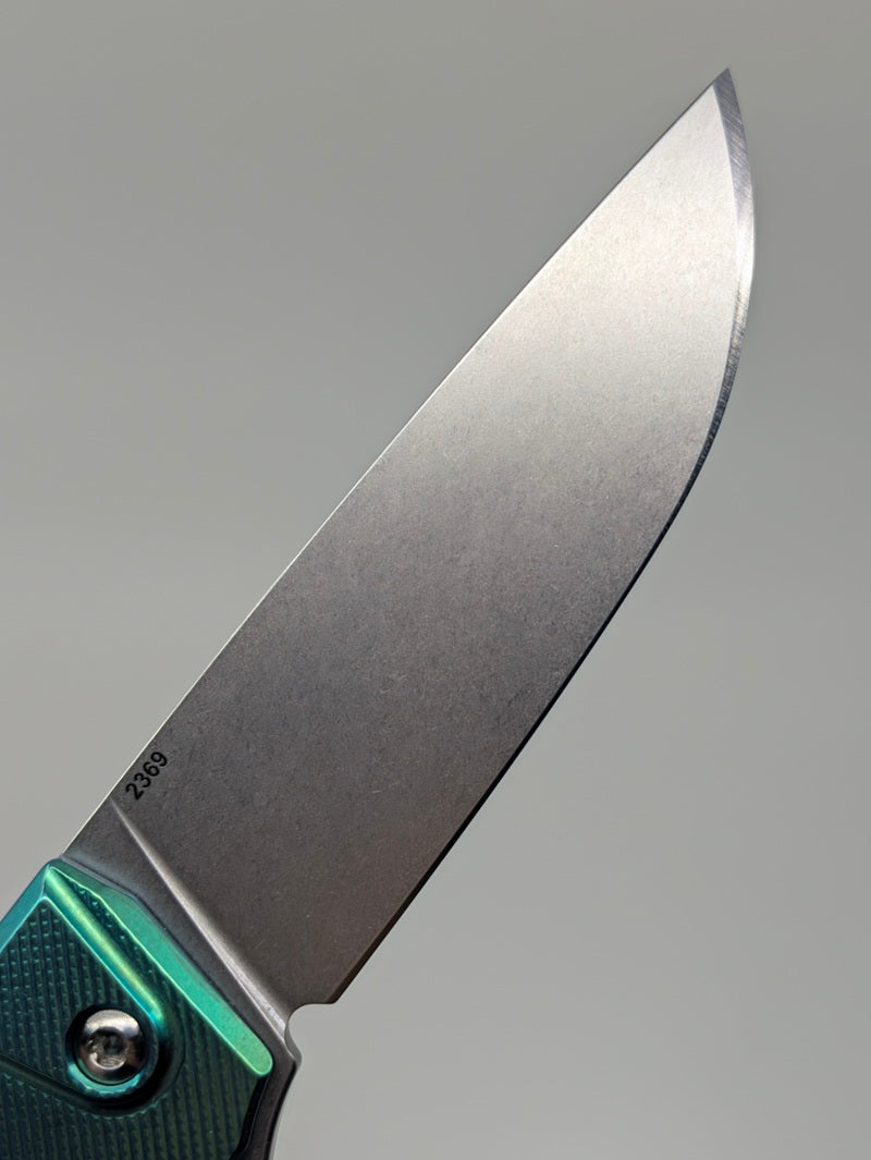 MachineWise Sonora Green Ti (S90V | Ti Bolster | Diamonds Handle) Button Lock Folding Knife #2369 *BLEM*