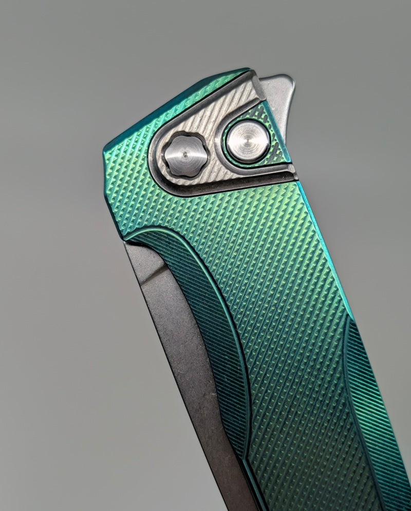 MachineWise Sonora Green Ti (S90V | Ti Bolster | Diamonds Handle) Button Lock Folding Knife #2369 *BLEM*