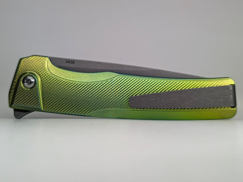 MachineWise Sonora Green Ti (S90V | Ti Bolster | Diamonds Handle) Button Lock Folding Knife #2430 *BLEM*