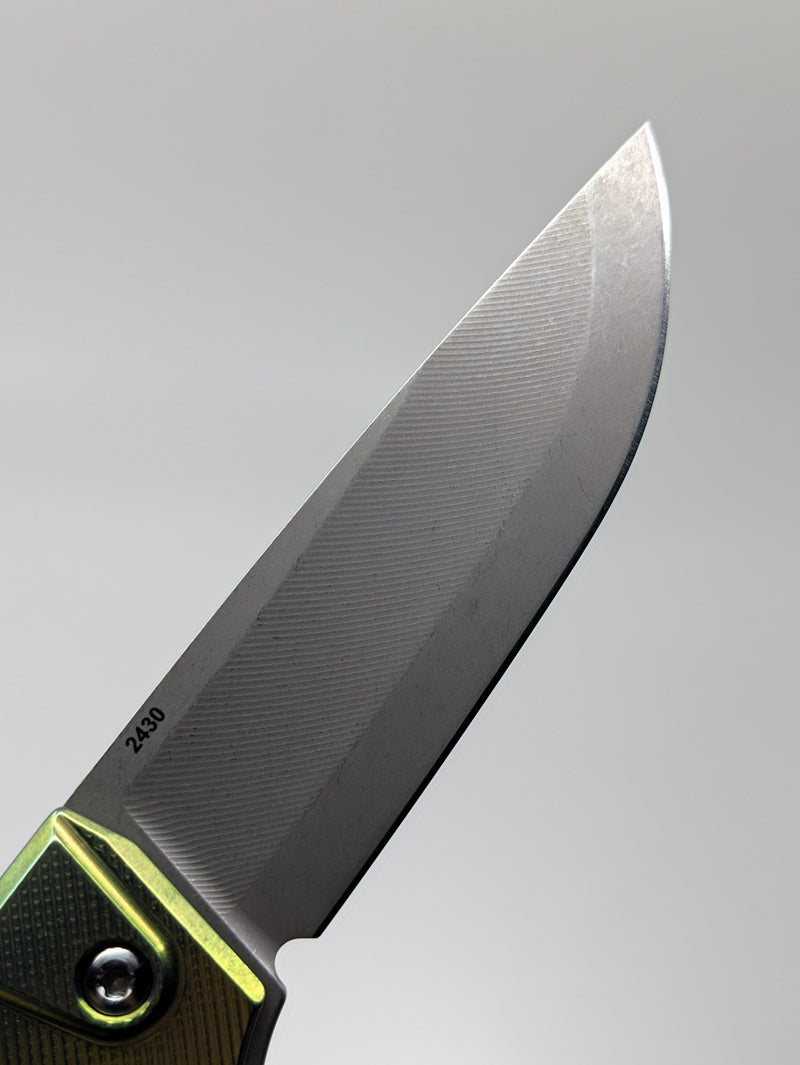 MachineWise Sonora Green Ti (S90V | Ti Bolster | Diamonds Handle) Button Lock Folding Knife #2430 *BLEM*
