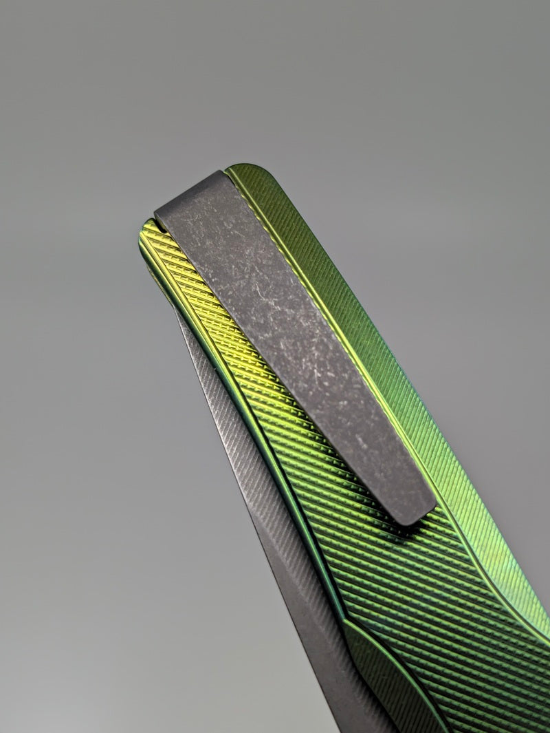 MachineWise Sonora Green Ti (S90V | Ti Bolster | Diamonds Handle) Button Lock Folding Knife #2430 *BLEM*