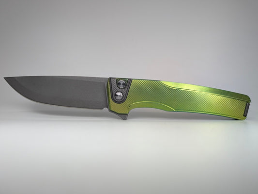 MachineWise Sonora Green Ti (S90V | Ti Bolster | Diamonds Handle) Button Lock Folding Knife #2430 *BLEM*