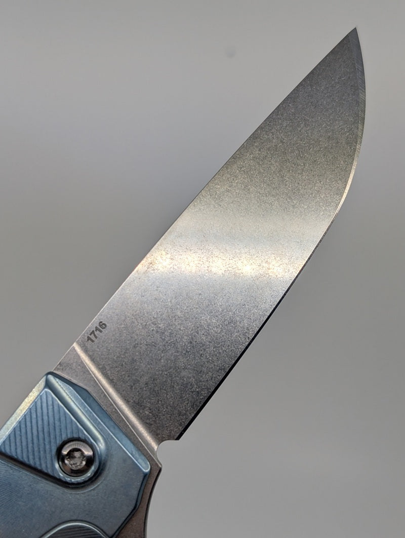 MachineWise Sonora Sun Ray Ice Blue (S90V | Ti Bolster) Buttonlock Folding Knife #1716 *BLEM*