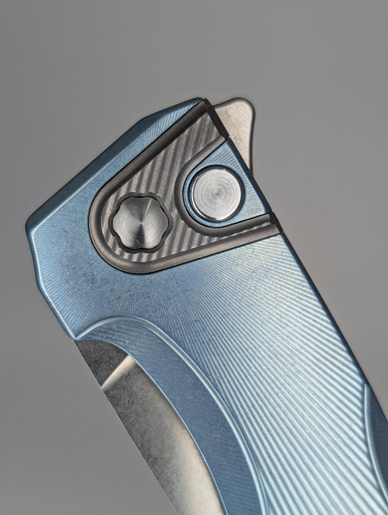 MachineWise Sonora Sun Ray Ice Blue (S90V | Ti Bolster) Buttonlock Folding Knife #1716 *BLEM*