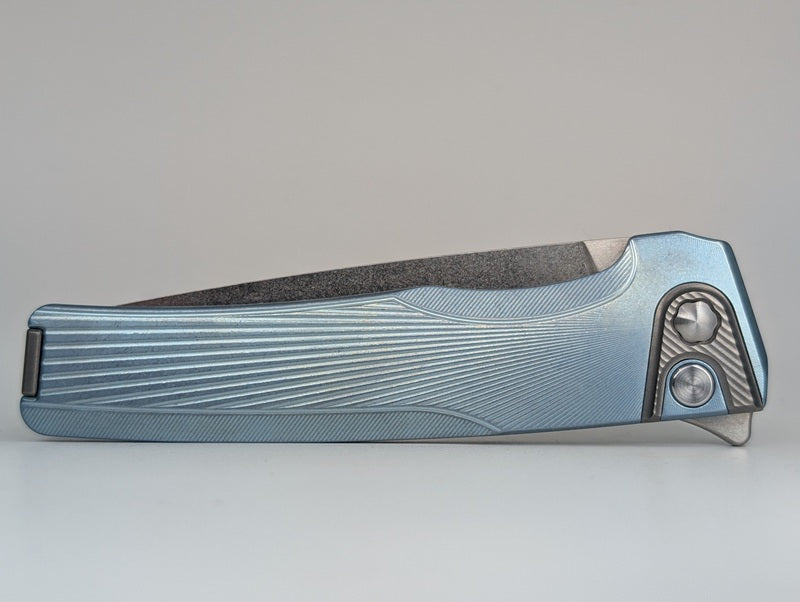 MachineWise Sonora Sun Ray Ice Blue (S90V | Ti Bolster) Buttonlock Folding Knife #1716 *BLEM*