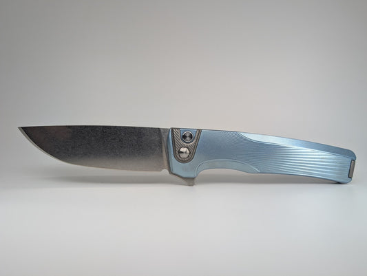 MachineWise Sonora Sun Ray Ice Blue (S90V | Ti Bolster) Buttonlock Folding Knife #1716 *BLEM*