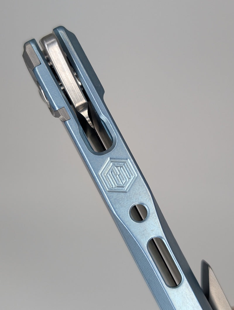 MachineWise Sonora Sun Ray Ice Blue (S90V | Ti Bolster) Buttonlock Folding Knife #1716 *BLEM*