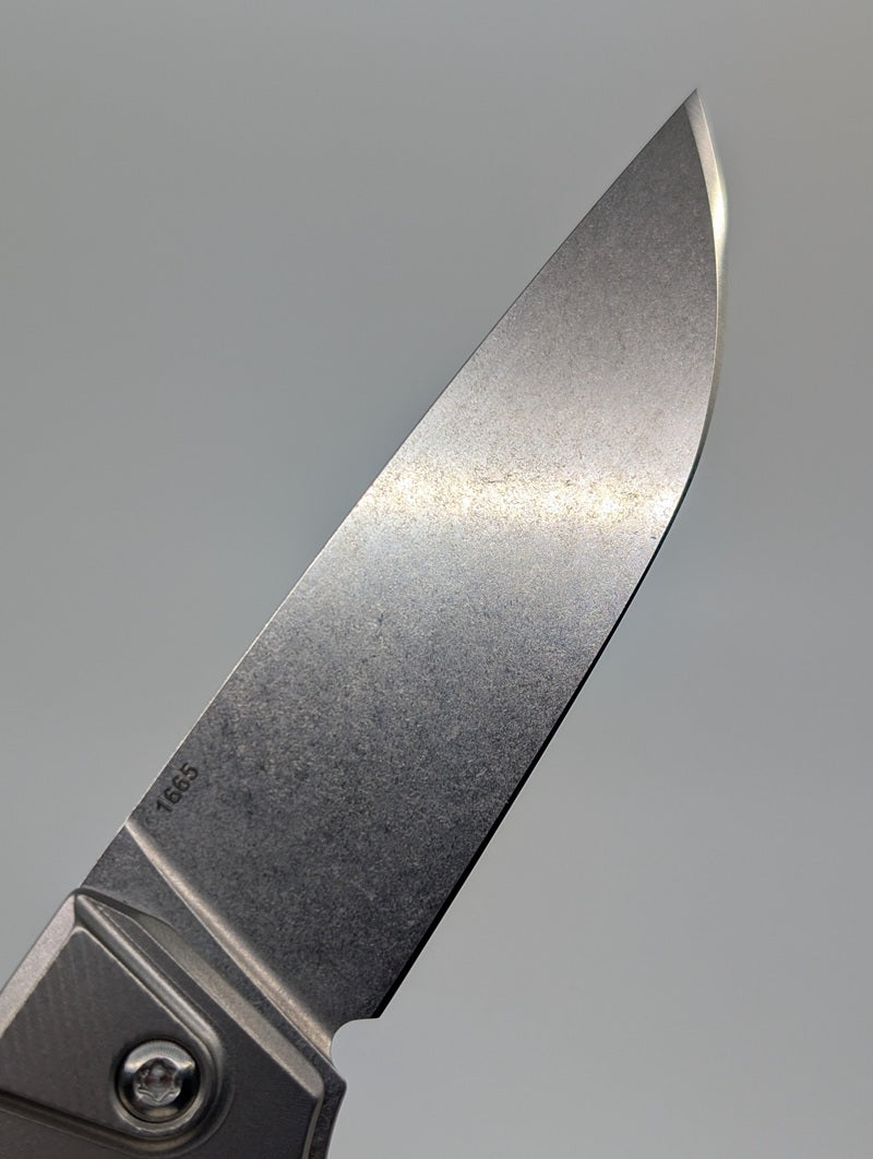 MachineWise Sonora Raw Ti (Ice Blue Ti Bolster | Sun Ray Handle) Buttonlock Folding Knife #1665