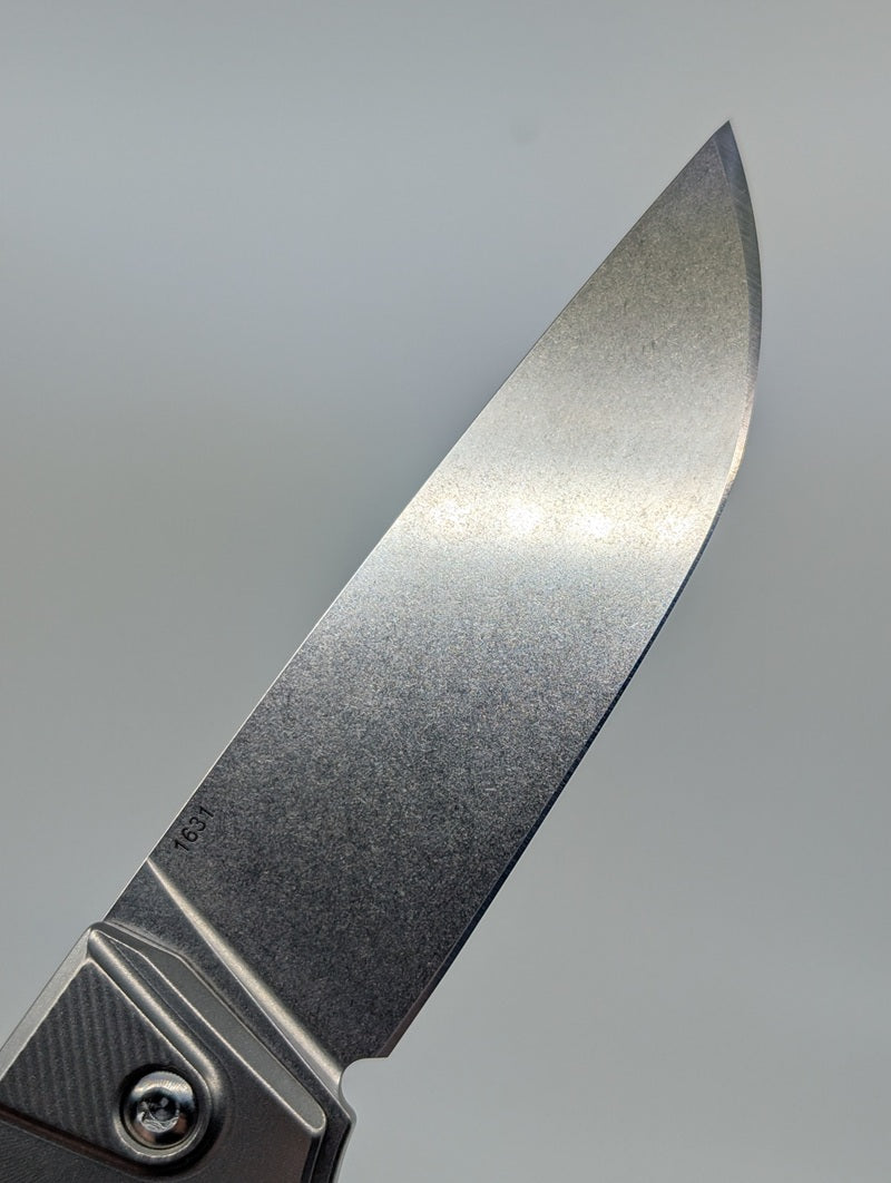 MachineWise Sonora Sun Ray Raw (S90V | Ice Blue Ti Bolster) Buttonlock Folding Knife #1631