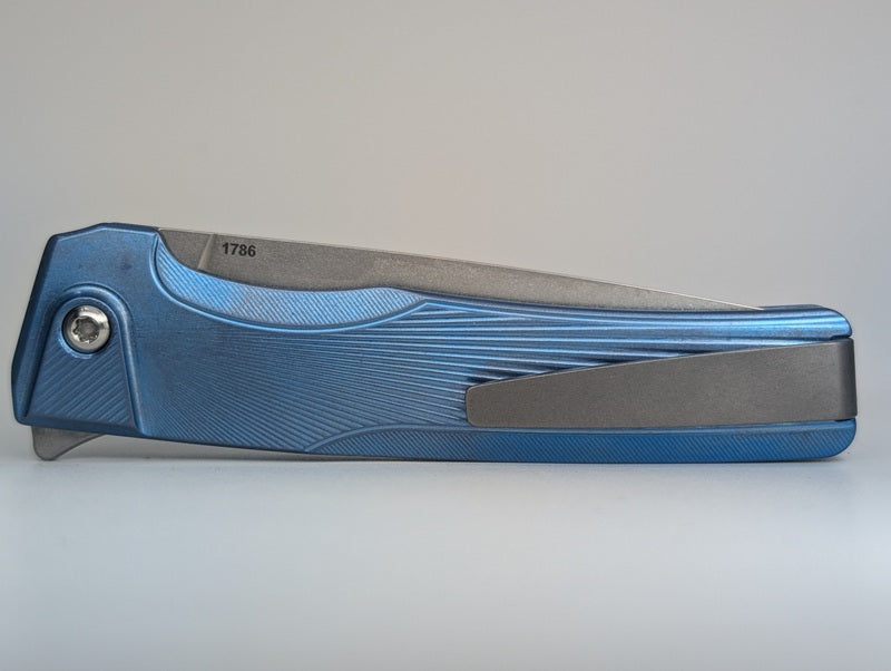 MachineWise Sonora LV Blue ( S90V | Ti Bolster | Sun Ray Handle ) Integral Buttonlock Folding Knife #1786