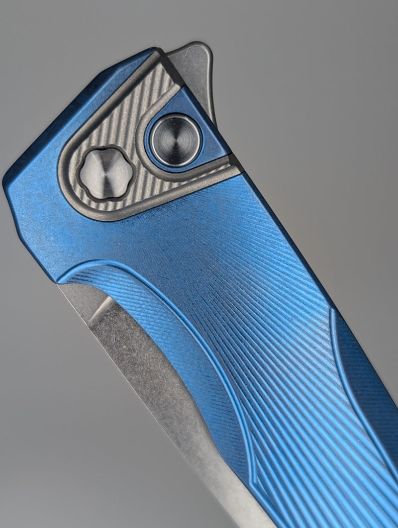 MachineWise Sonora LV Blue ( S90V | Ti Bolster | Sun Ray Handle ) Integral Buttonlock Folding Knife #1786