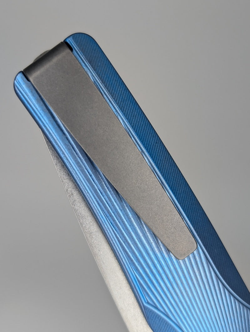 MachineWise Sonora LV Blue ( S90V | Ti Bolster | Sun Ray Handle ) Integral Buttonlock Folding Knife #1786