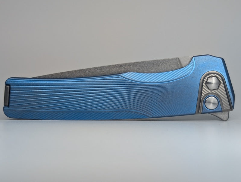 MachineWise Sonora LV Blue ( S90V | Ti Bolster | Sun Ray Handle ) Integral Buttonlock Folding Knife #1786