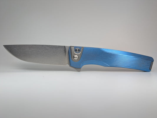 MachineWise Sonora LV Blue ( S90V | Ti Bolster | Sun Ray Handle ) Integral Buttonlock Folding Knife #1786