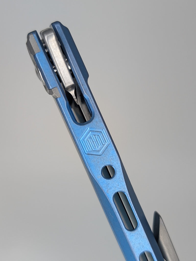 MachineWise Sonora LV Blue ( S90V | Ti Bolster | Sun Ray Handle ) Integral Buttonlock Folding Knife #1786