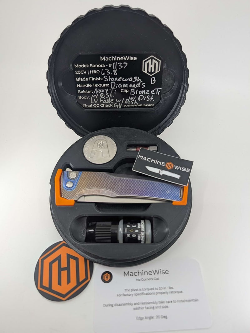 MachineWise Sonora LV Fade Distress (20CV | Ti Blue Bolster | Diamond Handle) #1137 - Blemished