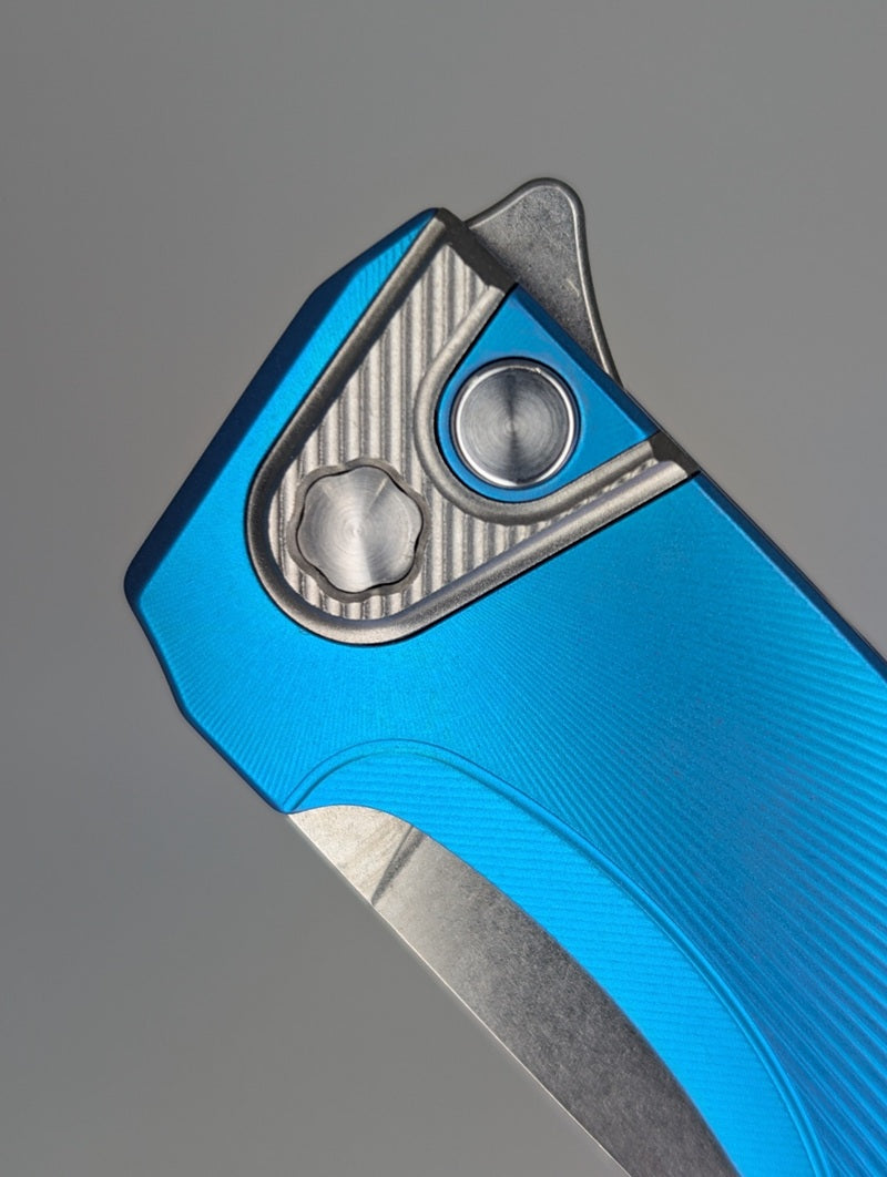 MachineWise Sonora Light Blue (Ti Bolster | Sun Ray Handle) Buttonlock Folding Knife #1581