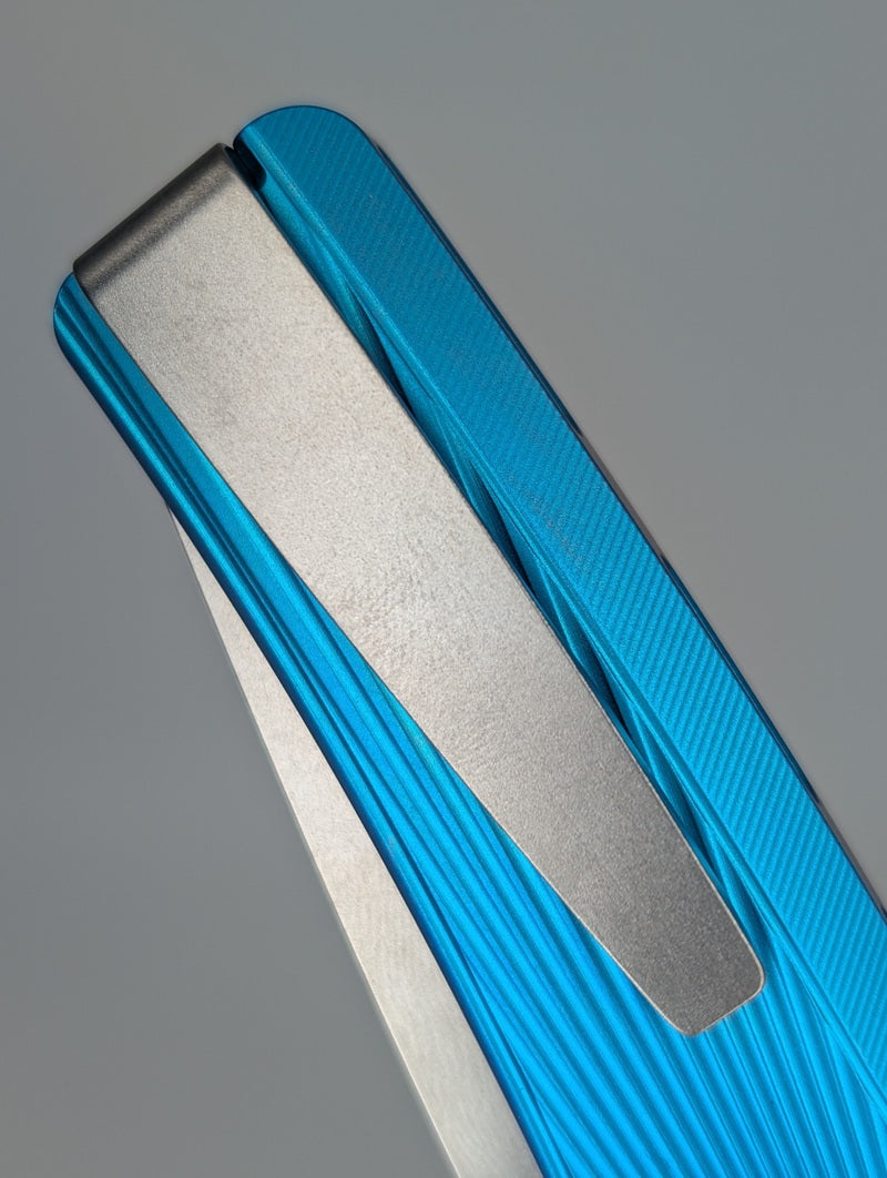 MachineWise Sonora Light Blue (Ti Bolster | Sun Ray Handle) Buttonlock Folding Knife #1581