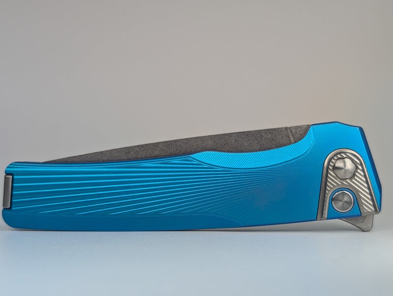 MachineWise Sonora Light Blue (Ti Bolster | Sun Ray Handle) Buttonlock Folding Knife #1581