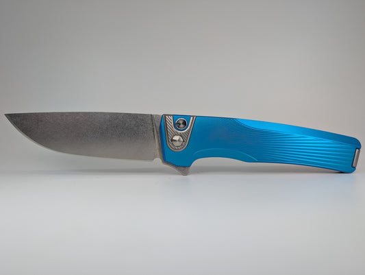 MachineWise Sonora Light Blue (Ti Bolster | Sun Ray Handle) Buttonlock Folding Knife #1581