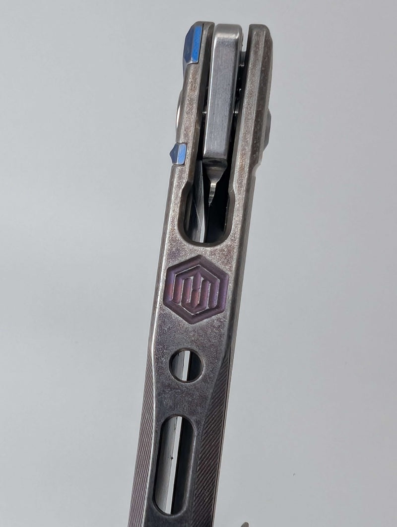MachineWise Sonora Navy Bronze Distressed (CPM 20CV | Dist. Bronze Ti Bolster | Diamond Handle) Buttonlock Folding Knife 1143 *BLEM*