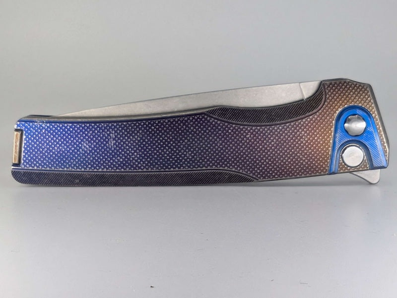 MachineWise Sonora Navy Bronze Distressed (CPM 20CV | Dist. Bronze Ti Bolster | Diamond Handle) Buttonlock Folding Knife 1143 *BLEM*