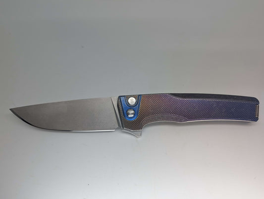 MachineWise Sonora Navy Bronze Distressed (CPM 20CV | Dist. Bronze Ti Bolster | Diamond Handle) Buttonlock Folding Knife 1143 *BLEM*