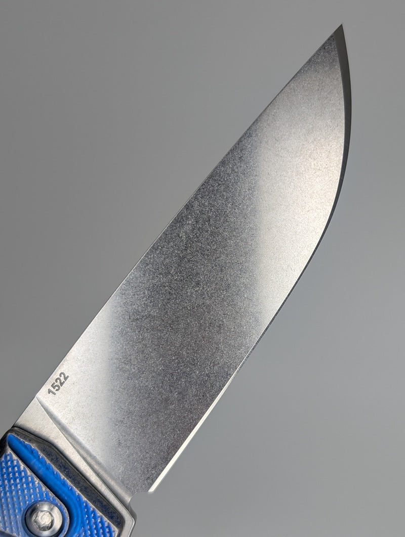 MachineWise Sonora Navy w/ Distress (Ti Bolster | Diamonds Handle) Buttonlock Folding Knife #1522 *BLEM*