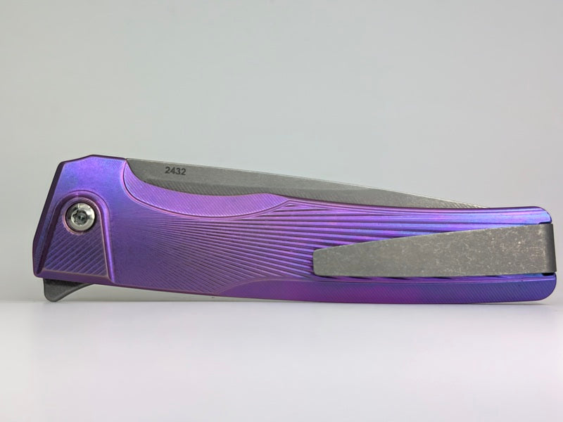 MachineWise Sonora Purple Fade Ti (S90V S-Grind | Ti Bolster | Sunray Handle) Framelock Folding Knife #2432