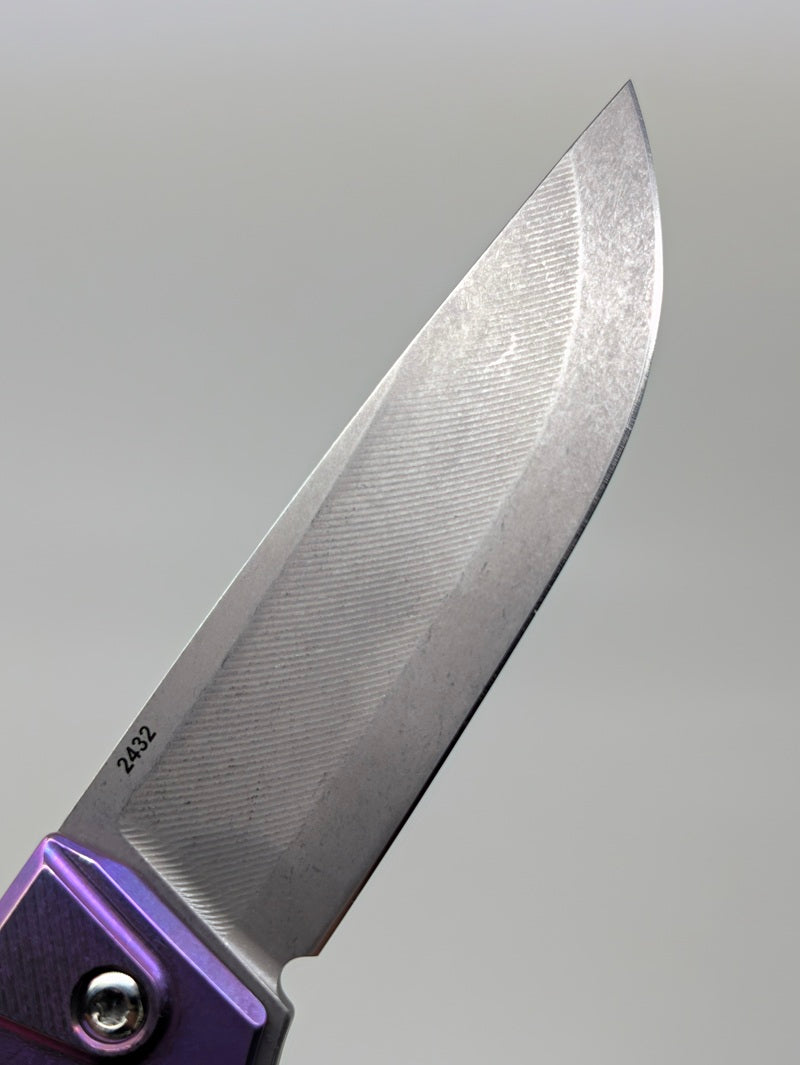 MachineWise Sonora Purple Fade Ti (S90V S-Grind | Ti Bolster | Sunray Handle) Framelock Folding Knife #2432