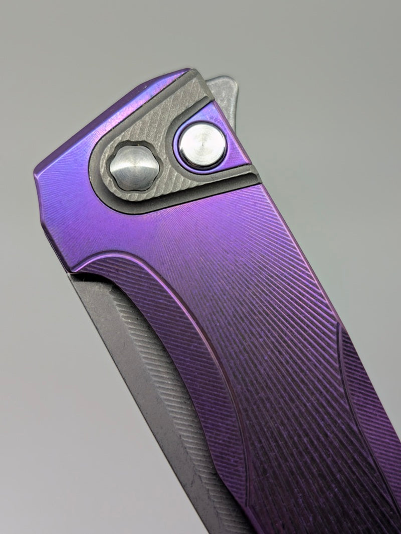 MachineWise Sonora Purple Fade Ti (S90V S-Grind | Ti Bolster | Sunray Handle) Framelock Folding Knife #2432